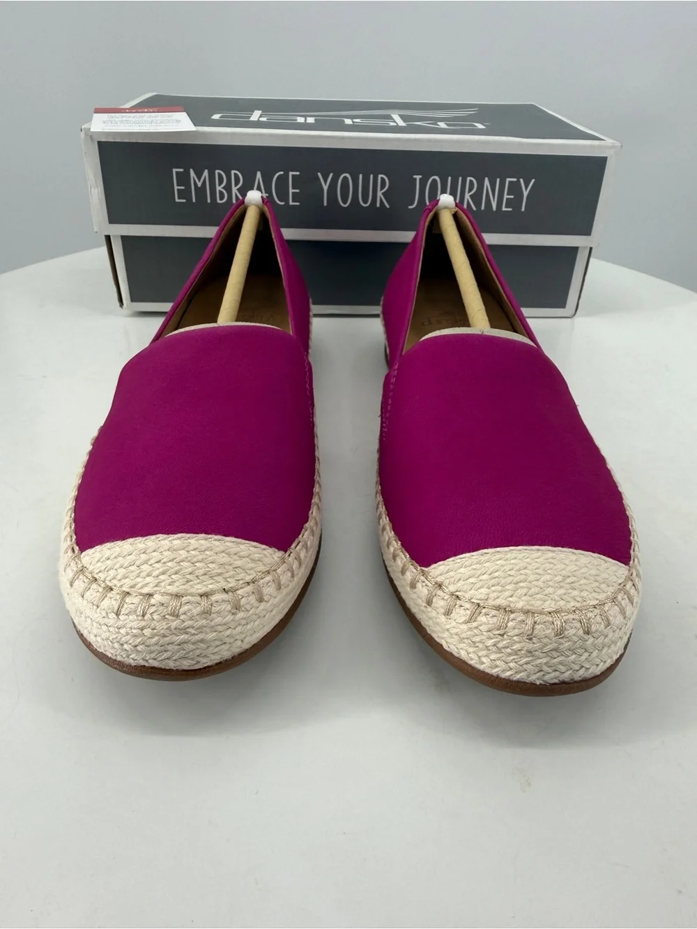 Dansko Fuschia Lesley Nubuck Leather Jute Trim Slip On Espadrilles NEW 5.5/6EU36